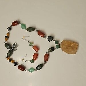 Necklace,  various agates, rocks, polished stones